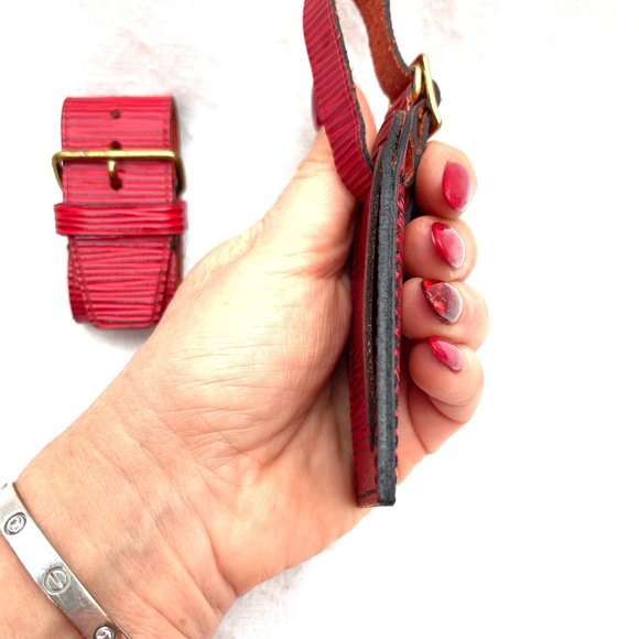 Rare Louis Vuitton red Epi leather luggage tag and poignet set - Picture 11 of 13
